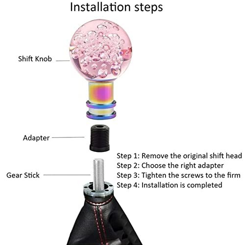 Universal Manual Gear Shift Knob, Crystal Bubble Acrylic Design with 3