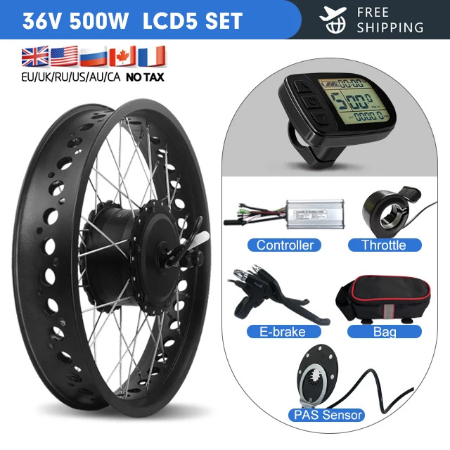 36V/48V 500W Ebike Conversion Kit Fat Tire 4.0 Tyre Front Wheel Hub Motor