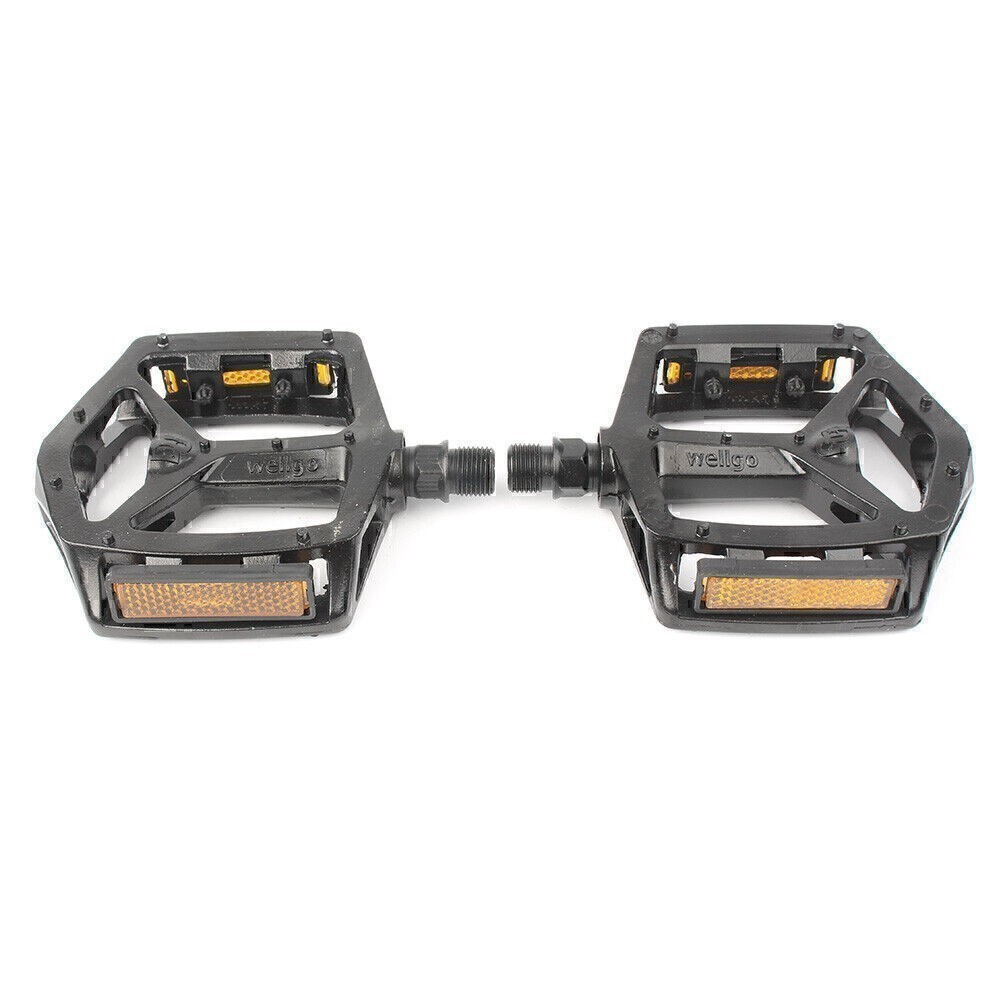 Pair Bike Pedals Platform Wellgo B087 Cr-Mo Spindle 9/16″ DU Sealed Bearings