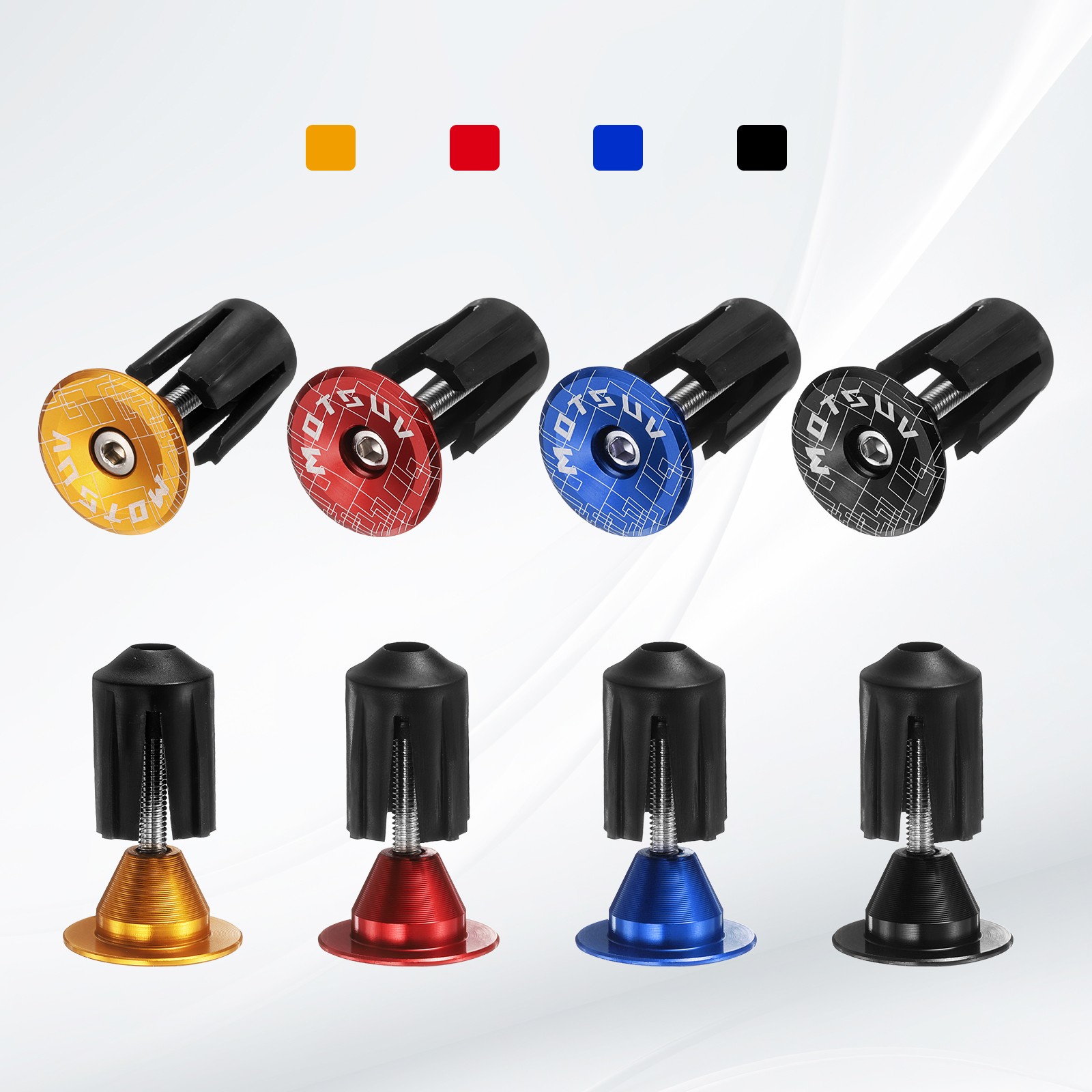 3Pair Yellow Blue Black Bar End Plug Aluminum 0.7oz Bike Handlebar Plug for Bike