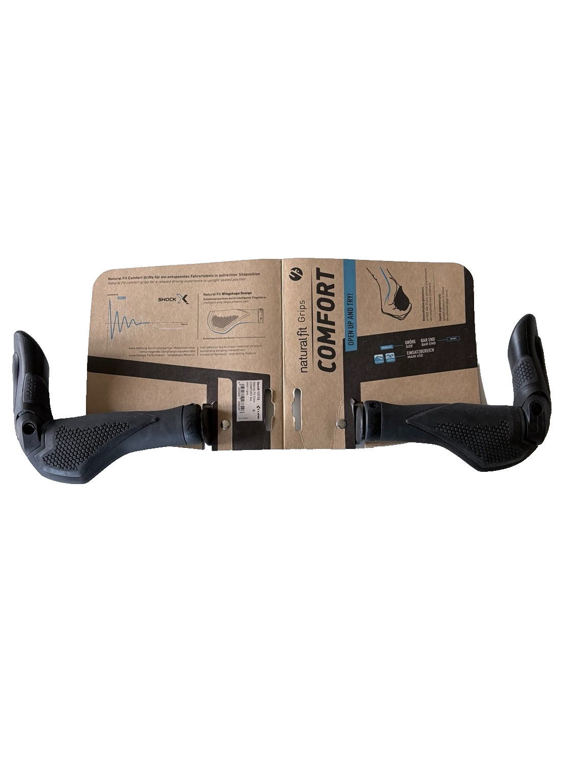 Cube Natural Fit Comfort Bar Ends Medium Grips S Black Gray 13115-S