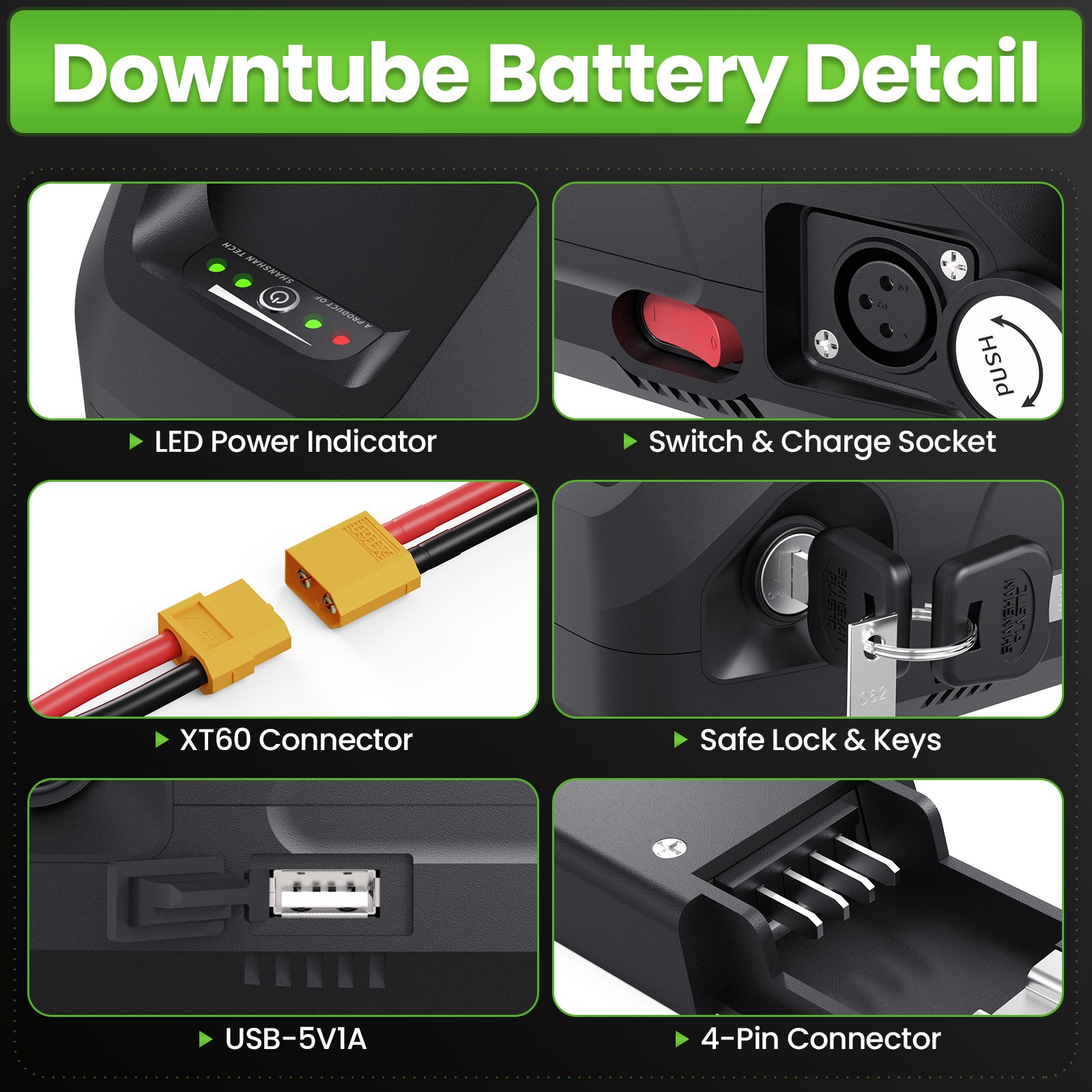 Ebike Battery 48V 20Ah Hailong Lithium-Ion Pack Battery for Bicycle Bafang Motor