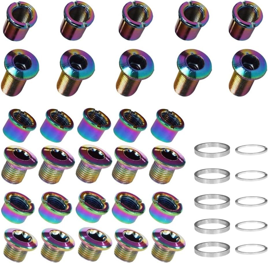5 pcs for Each Colorful Single/Double/Triple Chainring Bolts Screws Disc Cran…