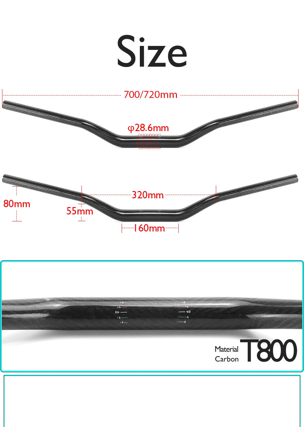 28.6mm 700/720mm 3K Carbon Fiber Streetcar Handlebar for Drz400 Motorcycle