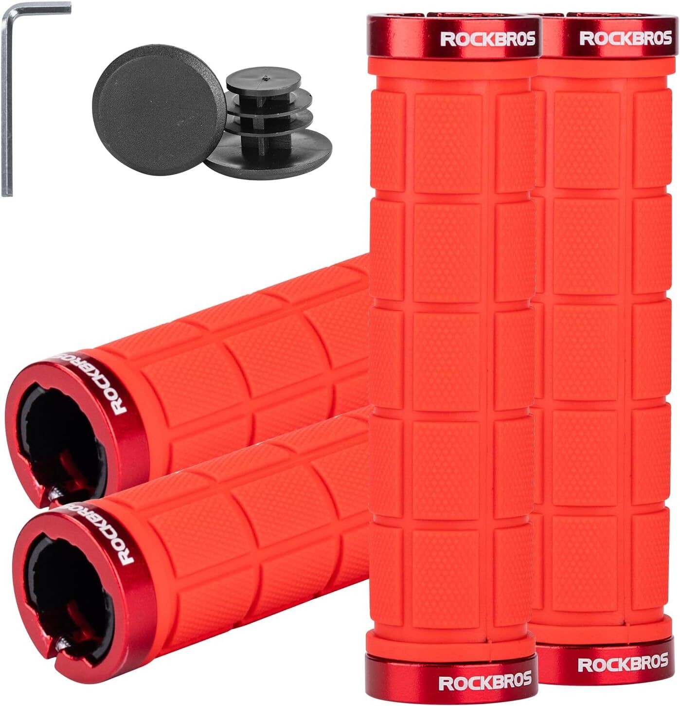 4Pcs Anti-Slip Double Lock On Bike Grips for BMX,MTB,Beach Cruiser,Folding Bike