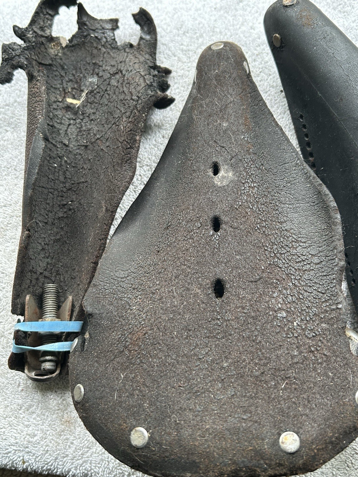 Vintage Brooks saddle parts for restoration-3 saddles and various parts