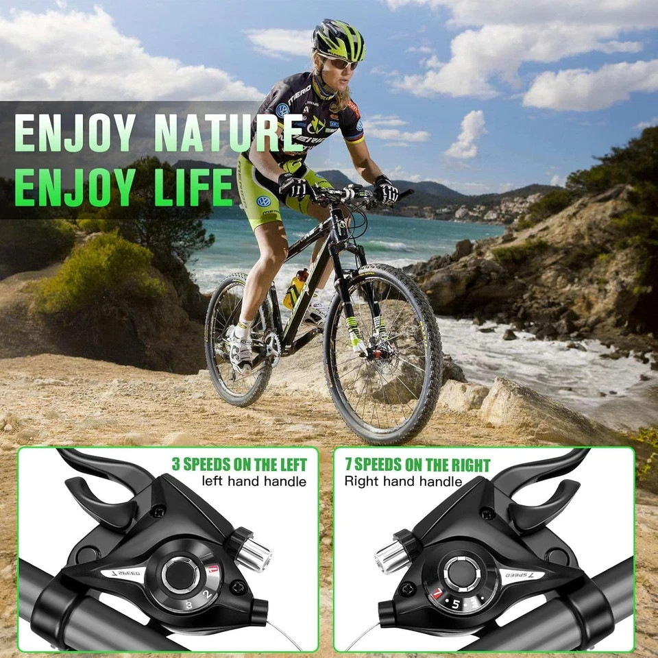 Bike Gear Shifter, 3X7 21 Speed Shifter Brake Lever Set for Mountain Bike, Road