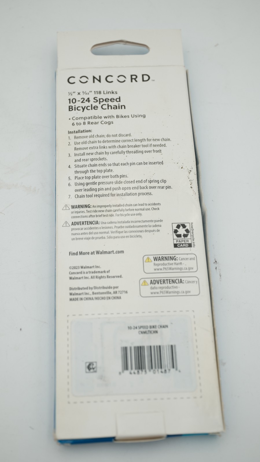 Concord ( Walmart Brand) 10-24 speed bicycle chain 1/2″ x 3/32″ 118 Links