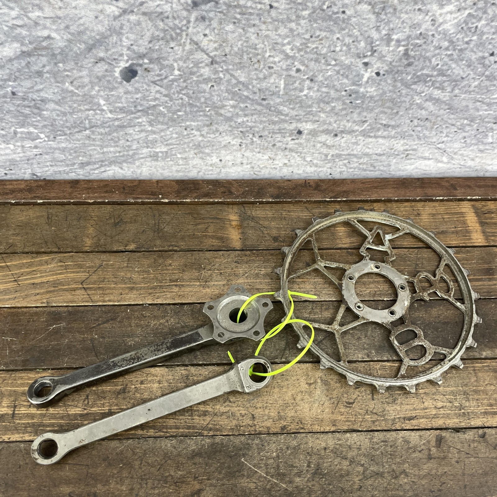 Vintage BSA Crankset Inch Pitch Chainring Steel Skip Tooth Track Bike Crank Set