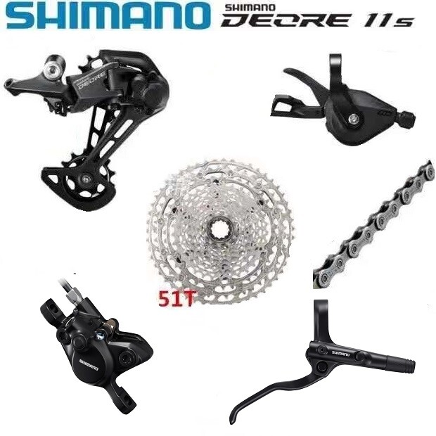 New SHIMANO Deore M5100 1X11 11-Speed MTB Groupset W/MT200 brake Set 11-51T 5Pcs