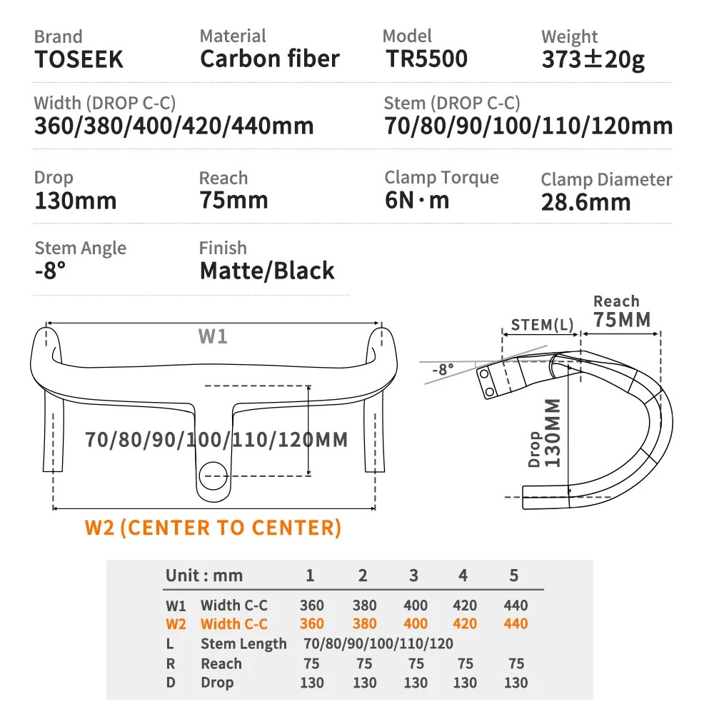 Bicycle Drop Bar Carbon Integrated Handlebar 28.6mm with Bike Computer Holder
