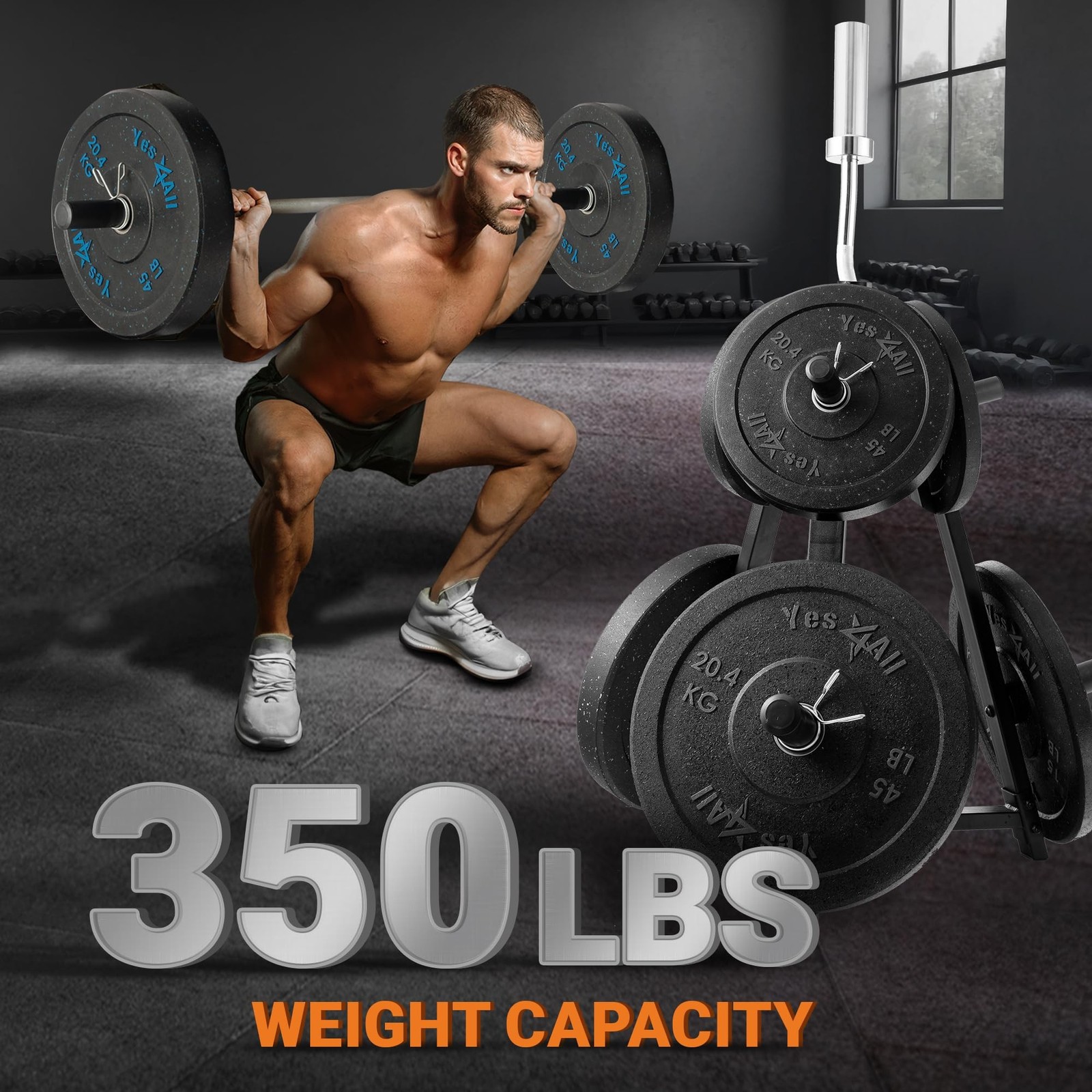 Yes4All 6 Pegs & 4 Barbell Storage Racks Load Up to 1190 LBS – Wall Mounted W…