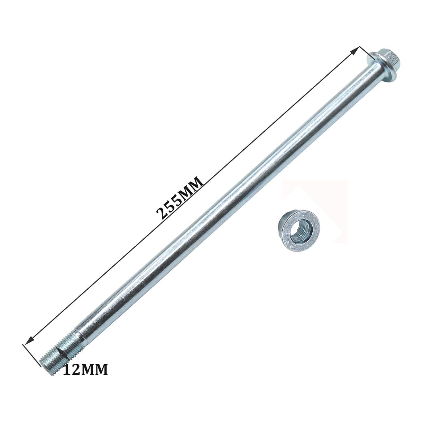 12mm Rear Axle Spindle 255mm Nut Fit 50cc 110cc 125cc Dirt Bike Pit Bike Parts