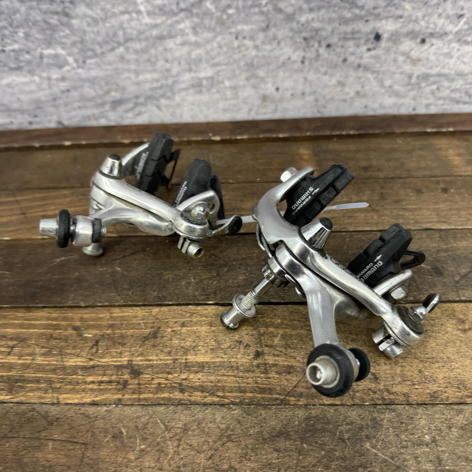 Vintage Shimano 600 BR-6208 Caliper Brakes Set Silver Road Bike Side Pull Japan