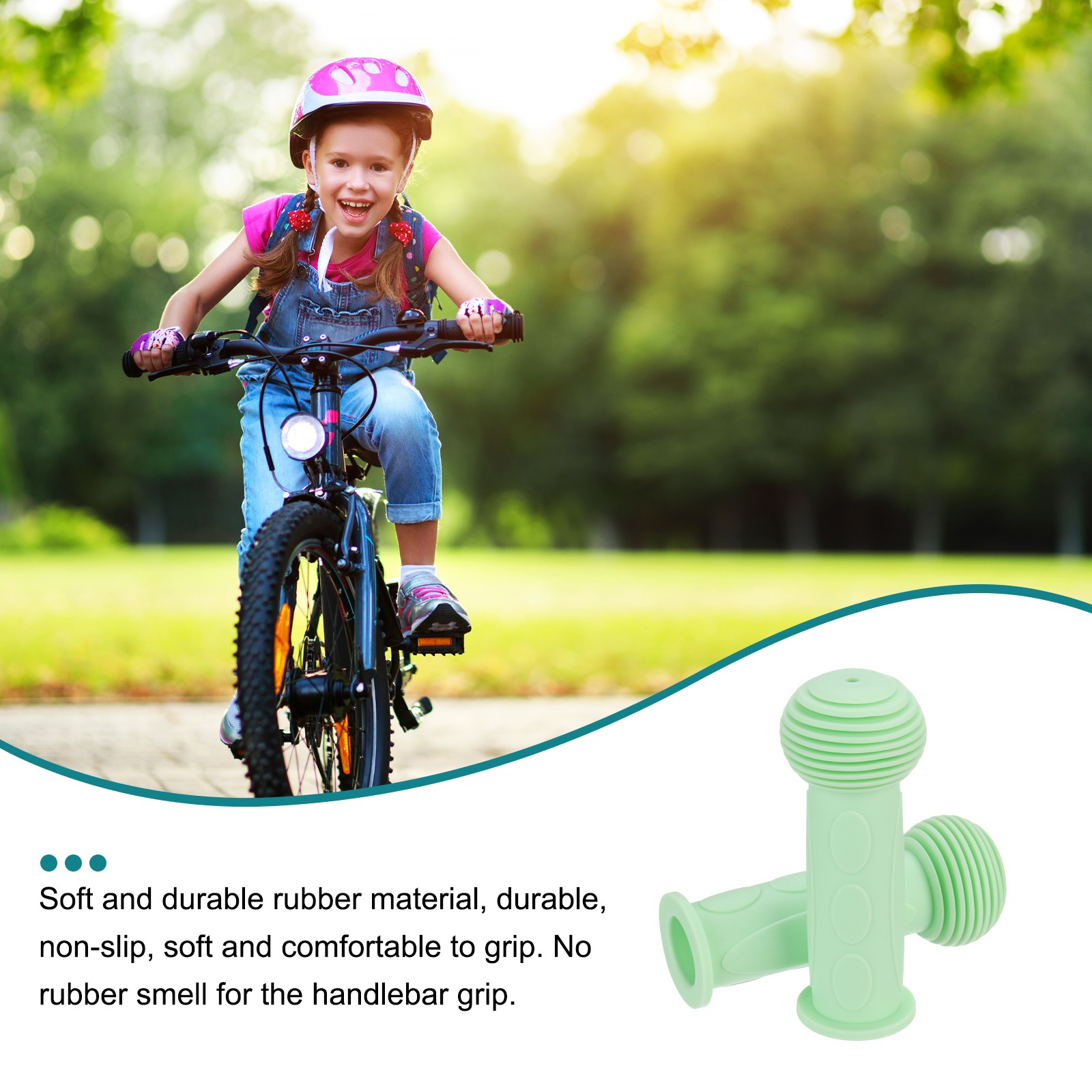 2pcs Bike Handlebar Grips 4.33″ Non-Slip Rubber Mushroom Grips Fit 7/8″,Green