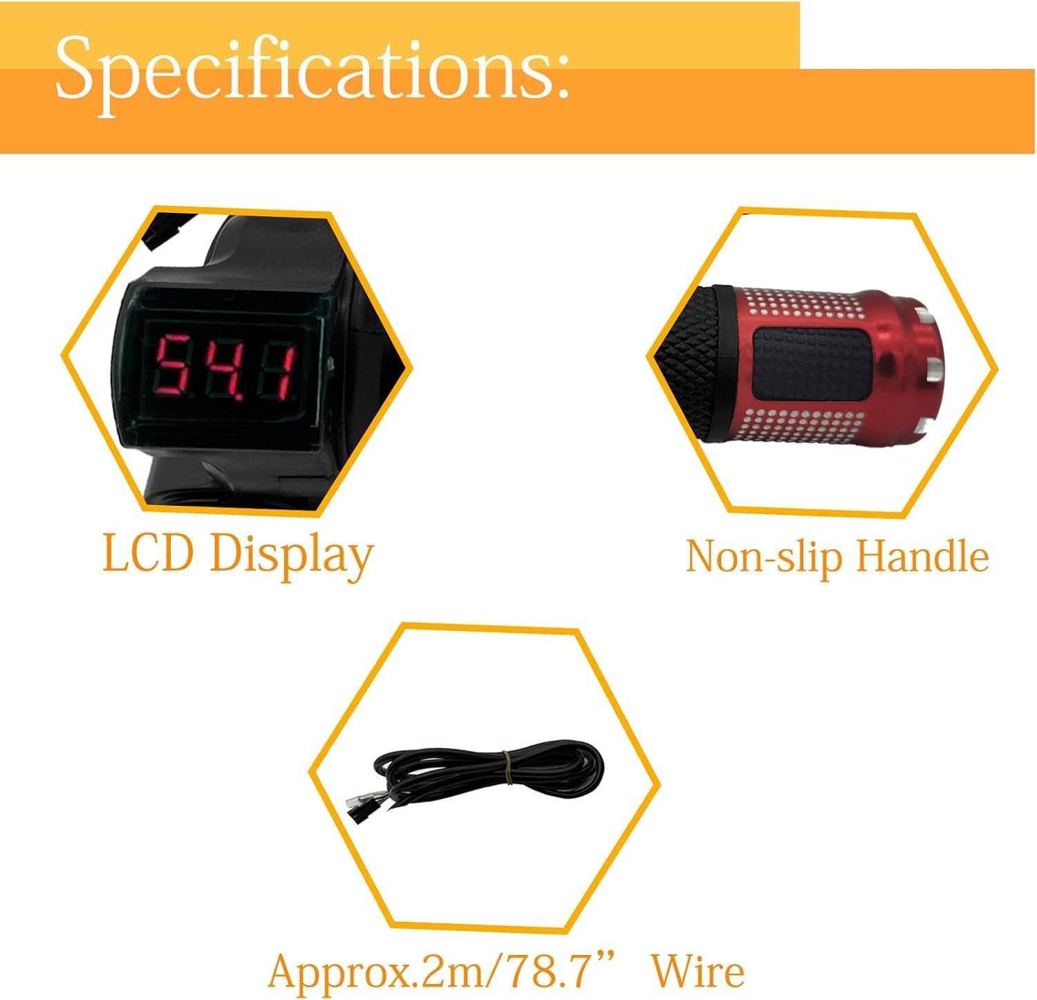 High-Performance eBike Twist Handlebar Grip with Voltage Meter – 7.8×1.38 inches