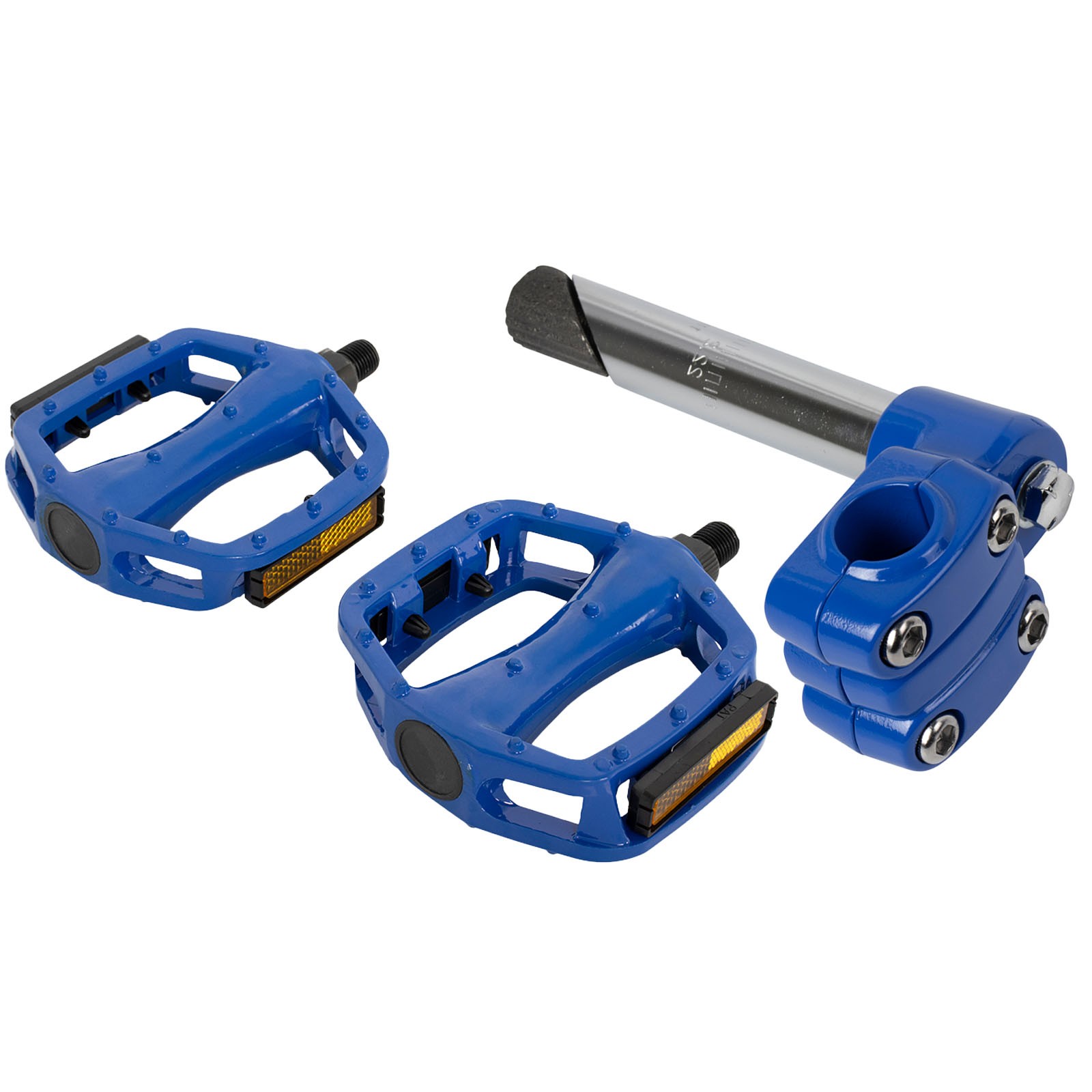 PRO+ 4-Bolt 22.2mm BMX Stem Blue & Alloy Pedals 1/2 in Medium Blue