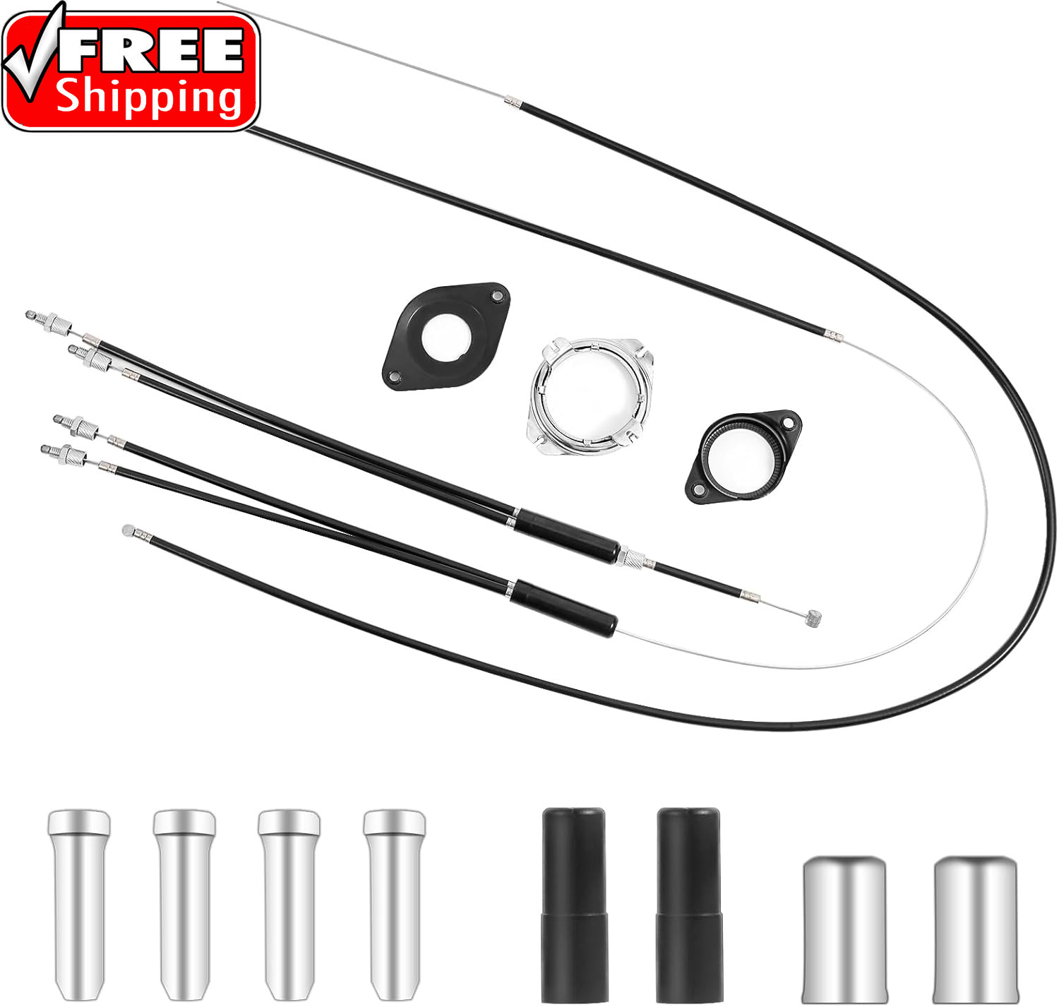 BMX Bike Gyro Brake Cables Front + Rear (Upper + Lower) with Spinner Rotor Full