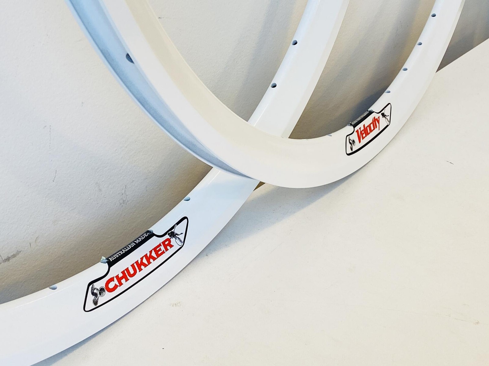 Velocity Chukker 700c Rim Set 48h White NMSW – Made in Australia
