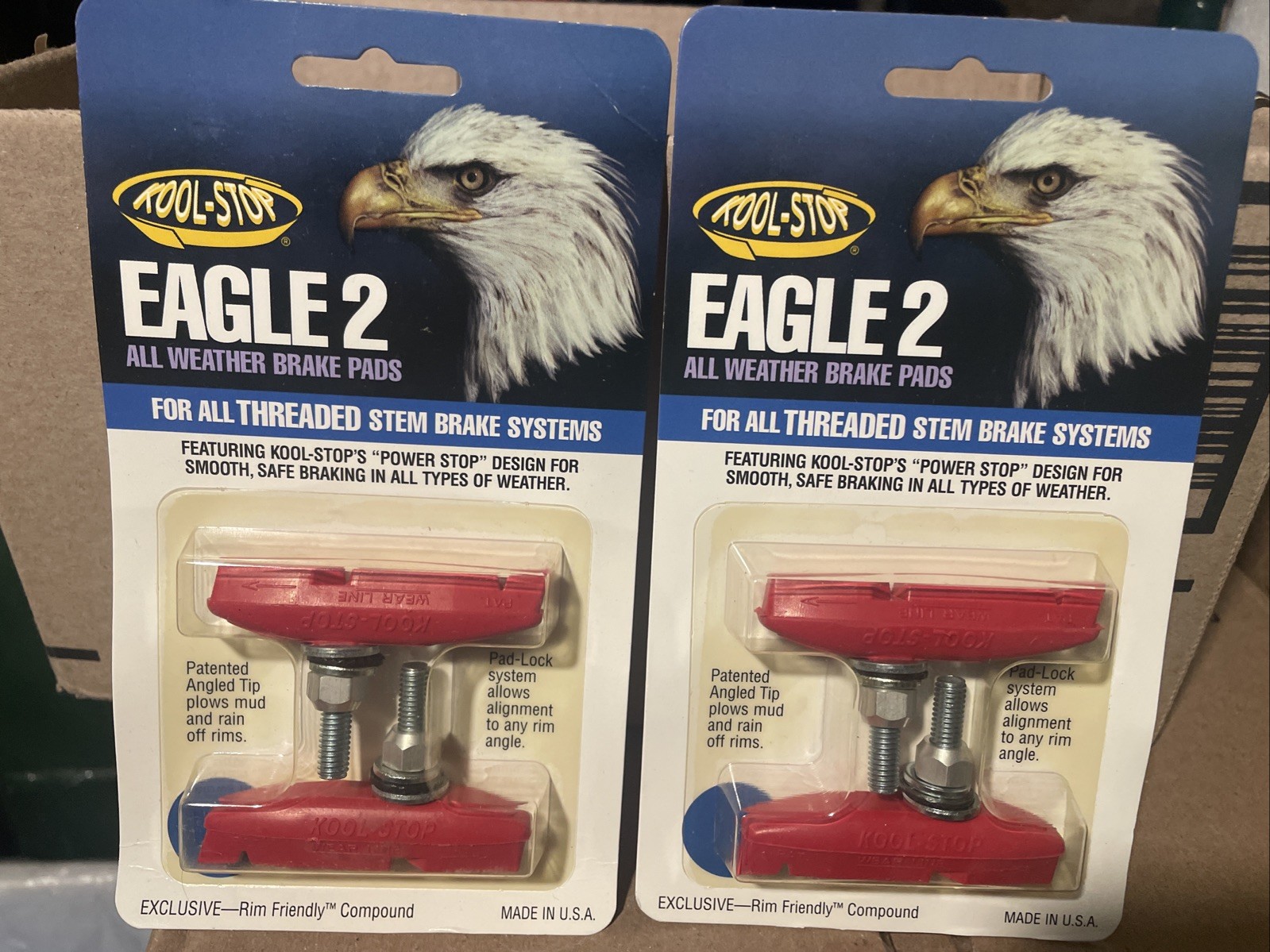 2 Sets Kool Stop Eagle-Claw 4 Pads, Threaded – Salmon