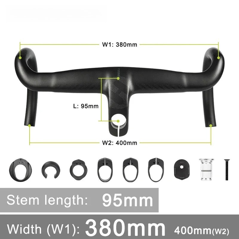 Carbon Road Bicycle Handlebars Integrated Full Internal Routing Di2 Drop Bar