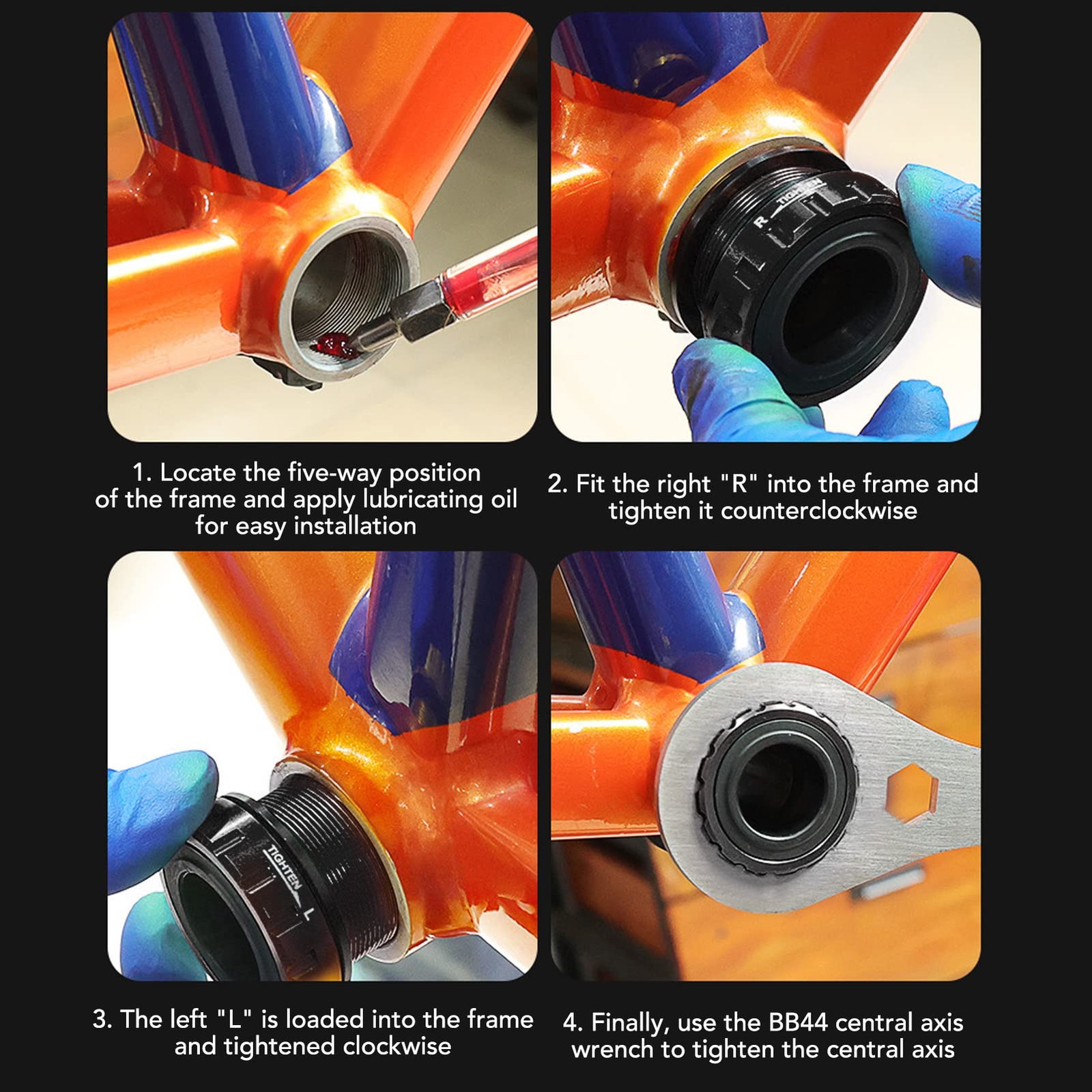 Bottom Bracket Black BB91 68/73mm Twisting Threaded Bike Bottom Bracket MTB S…