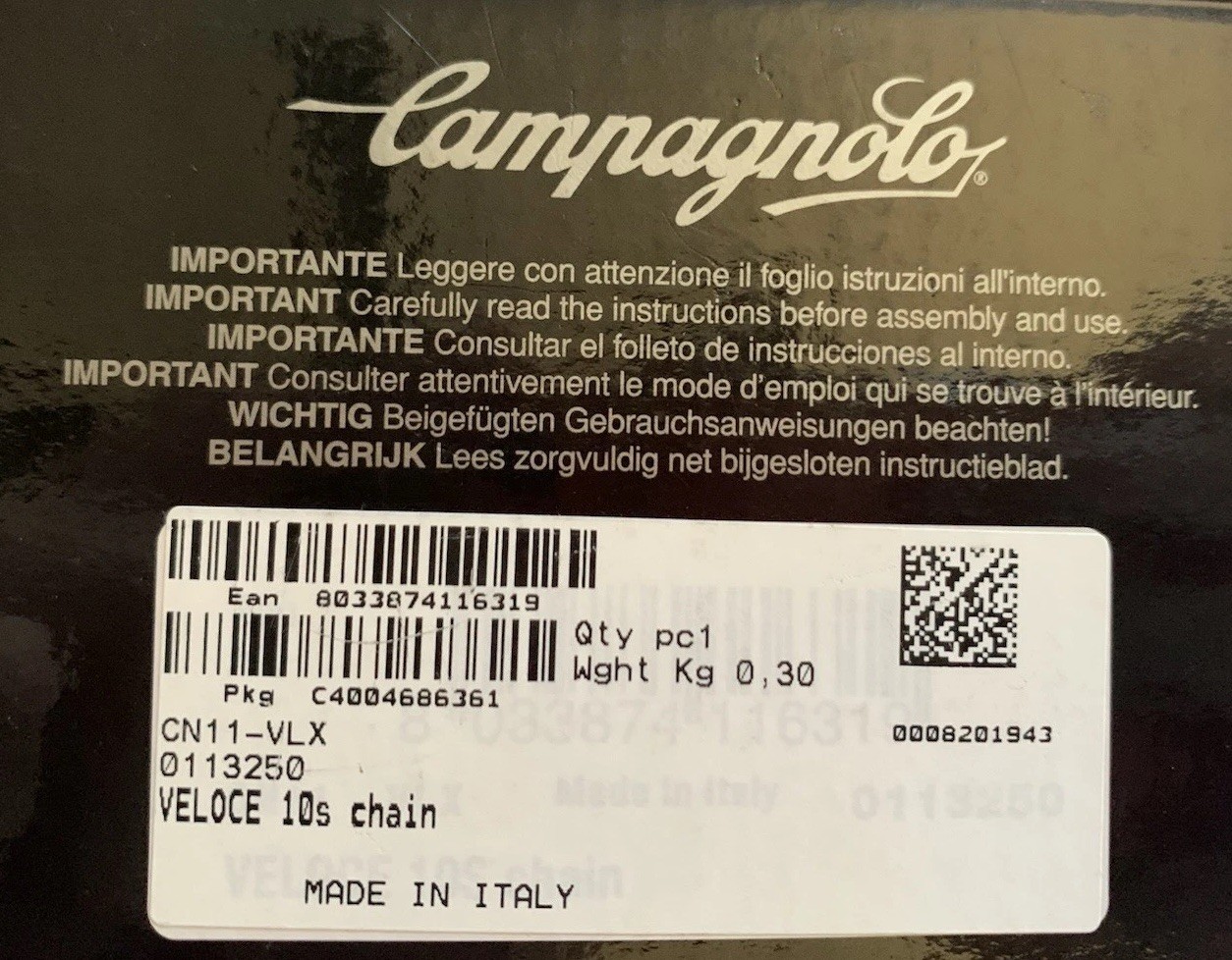 CAMPAGNOLO Veloce CN11-VLX 10-Speed Chain Italian NEW