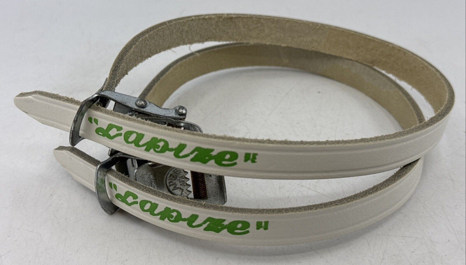 NOS Vintage Christope LAPIZE White Leather Toe Straps MADE in FRANCE