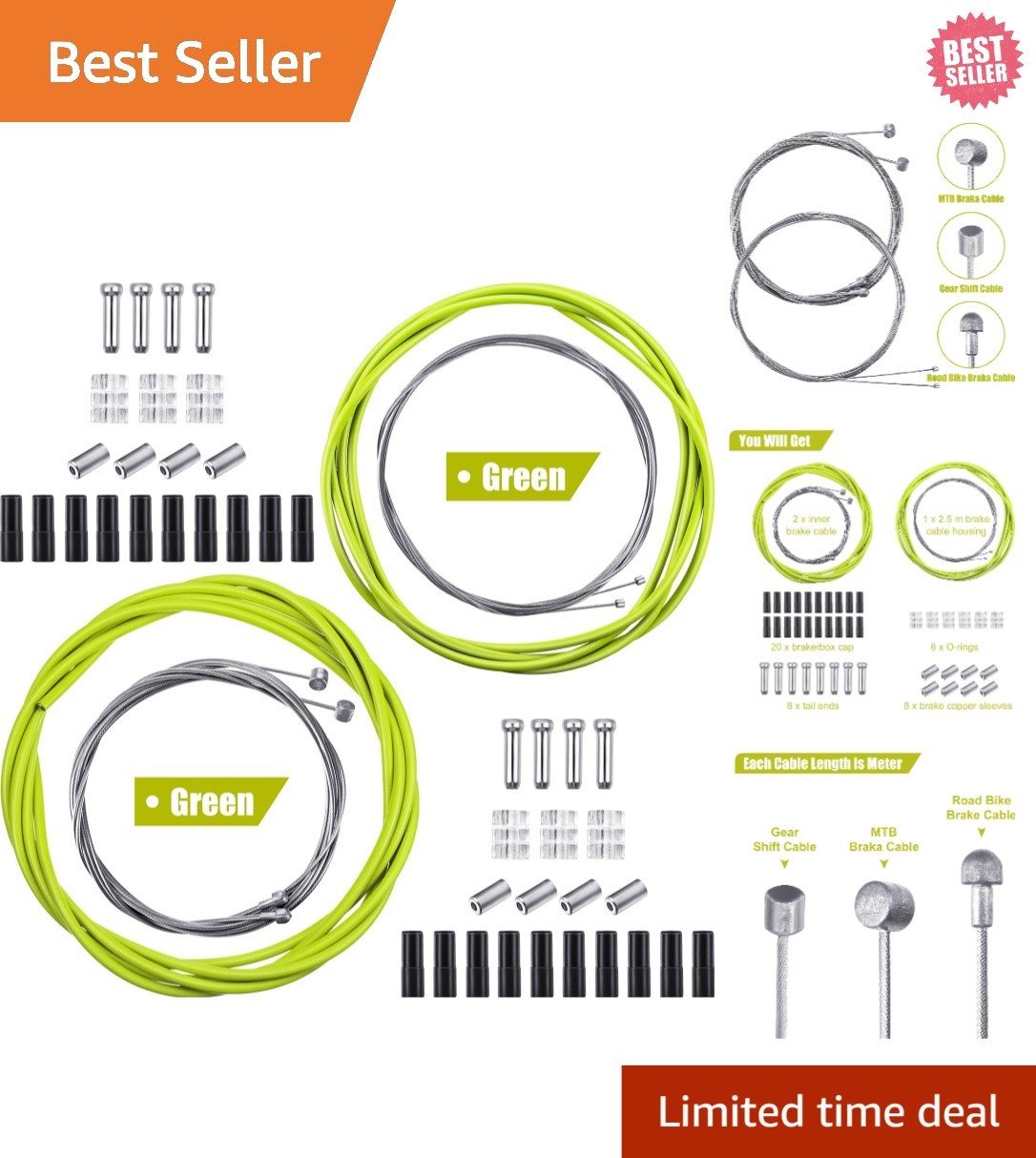 High-Quality 2.5m Brake and Shifter Cable Housing Kit for All Bicycle Types