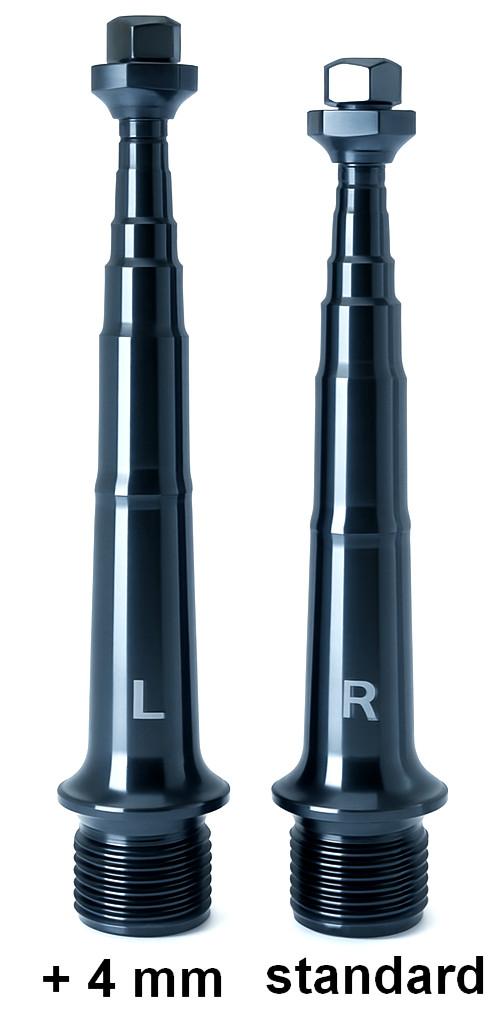 SHIMANO A600 and ES600: 2 Titanium pedal axles with DLC coating! 2 lengths