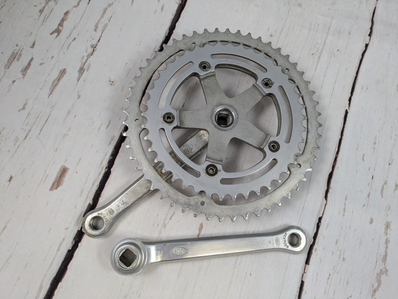 Vintage SR Sakae Raleigh RG Double Crankset 52/42t 170mm Alloy 9/16 1979