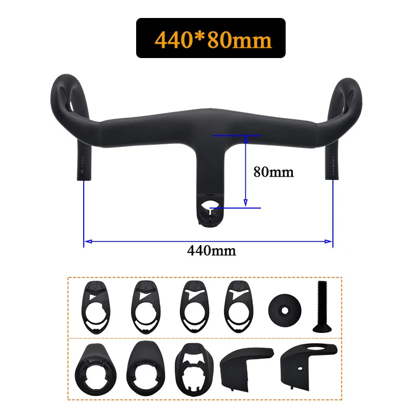 Carbon 380-440mm Internal Wiring Integrated Drop Bar 28.6mm with Bike spacer