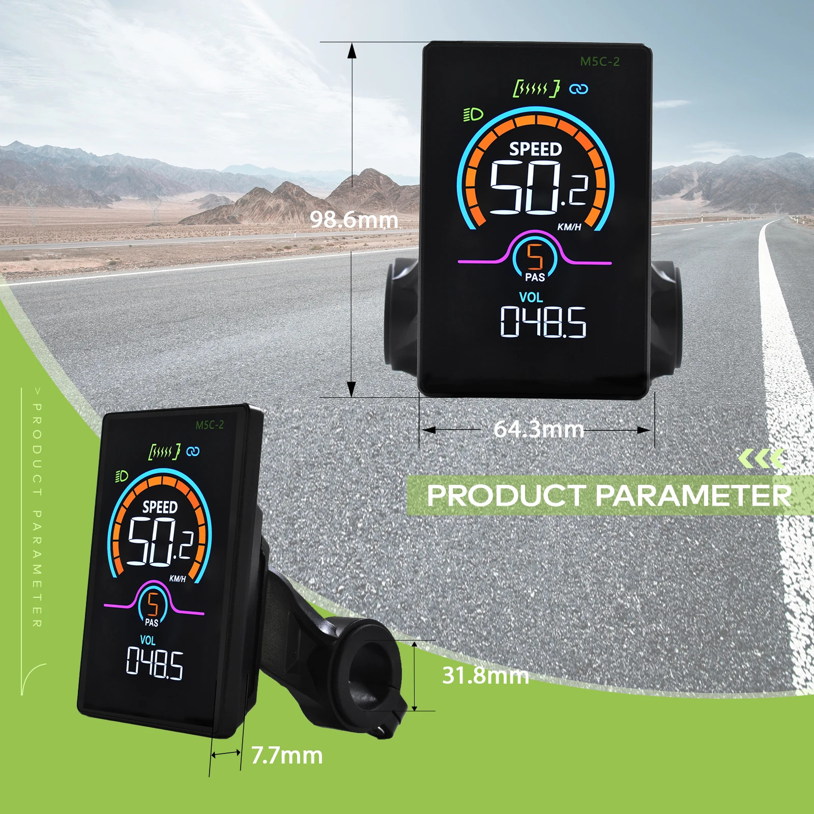 Electric Bike Computer Bluetooth Wired Digital Color LCD Display Vehicle Locking