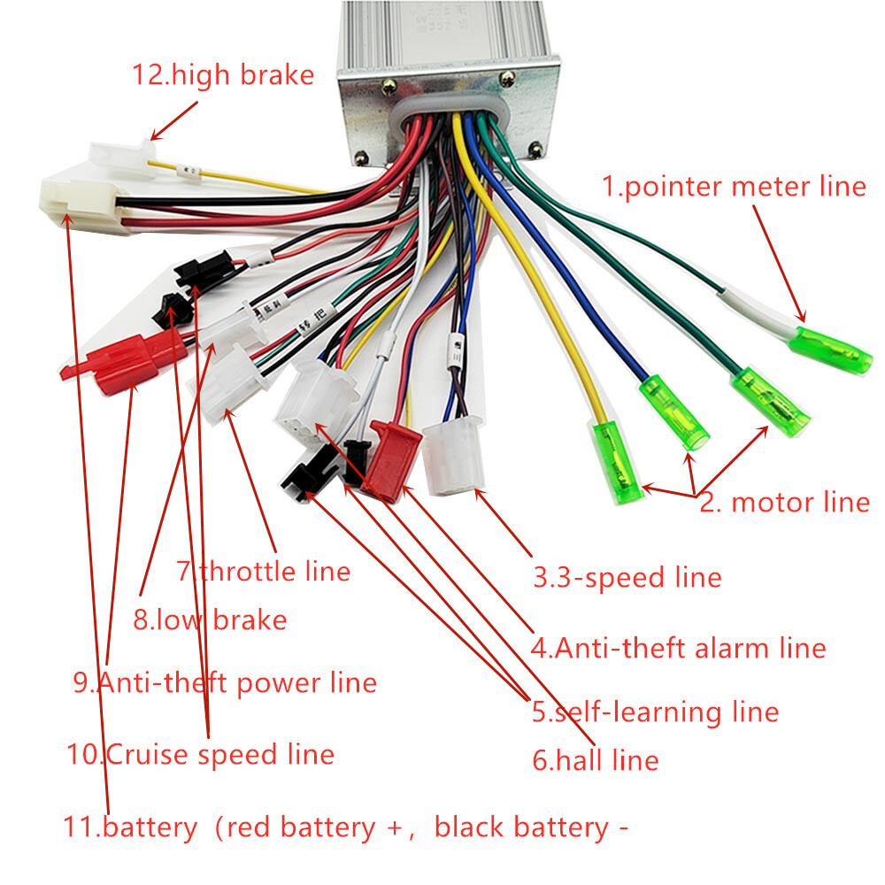 36V/48V 350W Brushless DC Motor Controller For Electric Bicycle E-bike Scooter