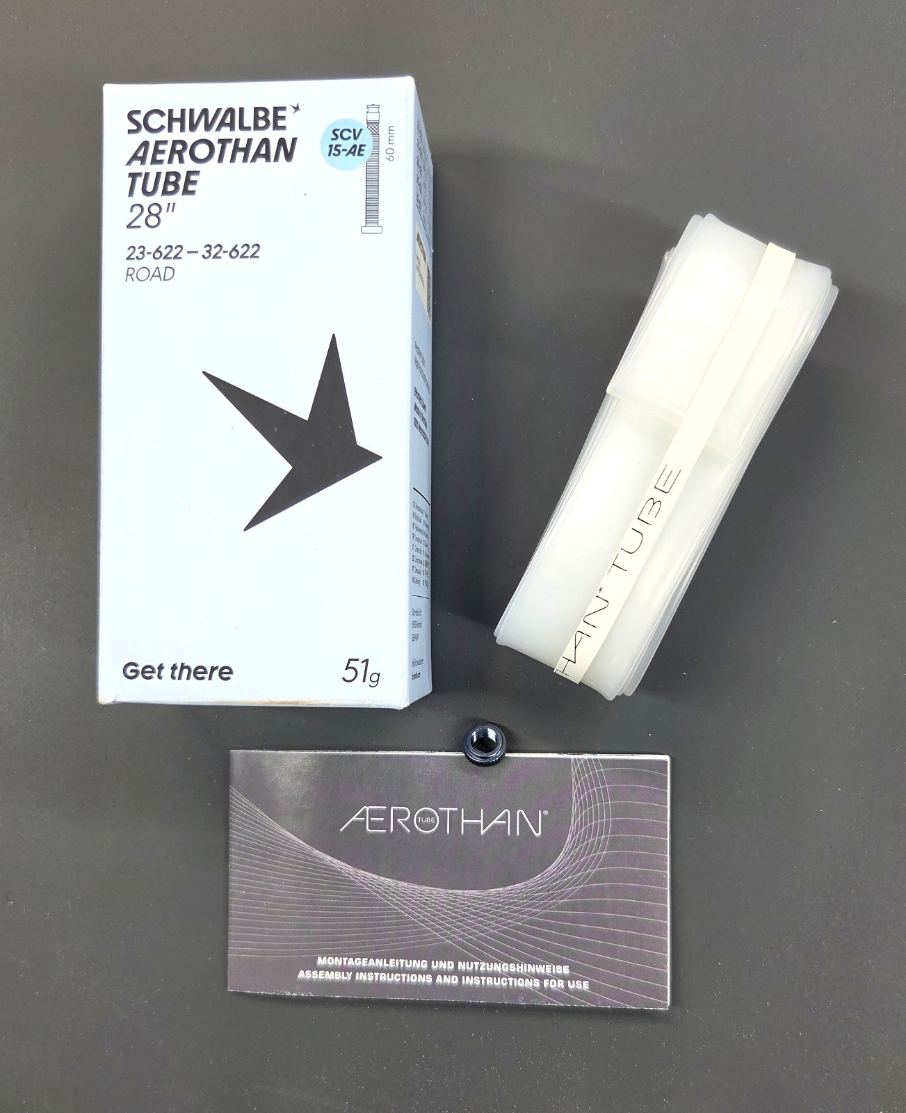SCHWALBE AEROTHAN 28″ (700c) TPU CLIK Valve 60 mm 23-32/622 Threaded Metal Stem