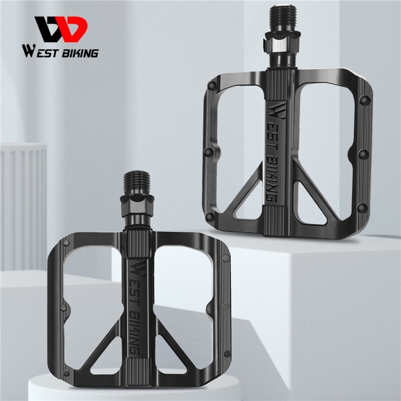 WEST BIKING Ultralight DU Sealed Bearing Bike Flat Pedals Aluminum Alloy 9/16″