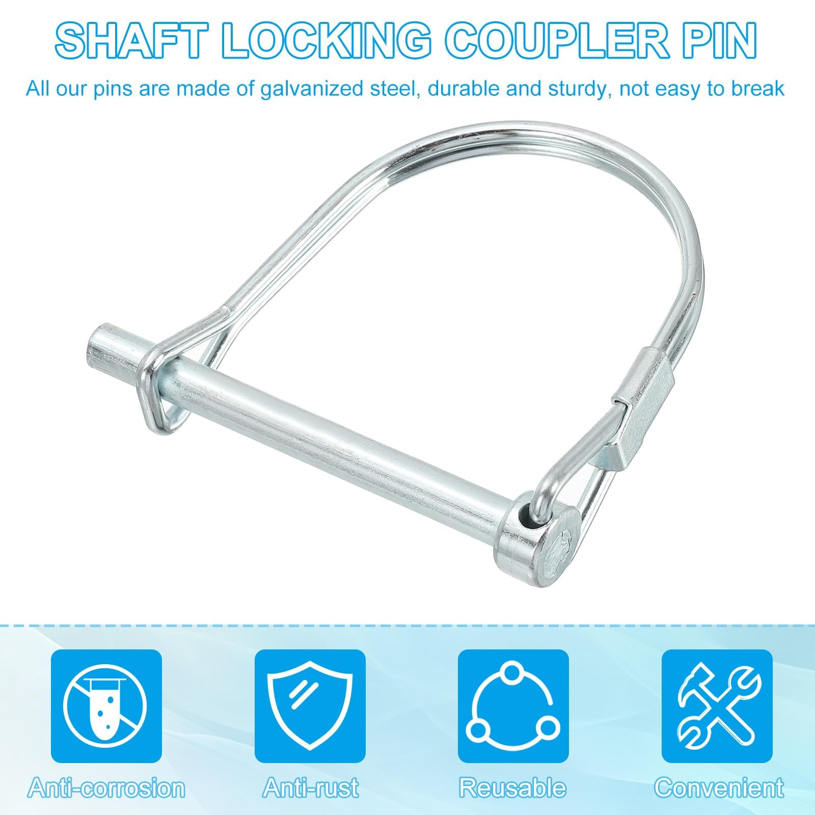 PATIKIL Trailer Coupler Pin 3/16×1-5/8×1.38″(D*L*IW), silver