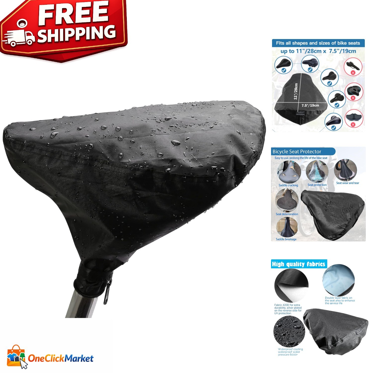 Durable Universal Fit Bike Seat Cover with Double Layer Protection – Black
