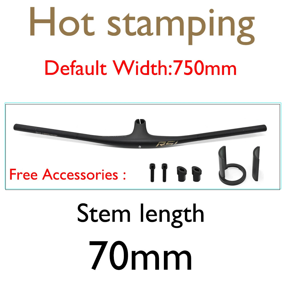 13 ° Integrated Carbon Handlebar 70mm 80mm 90mm x 750mm Mountain Handlebar Stem