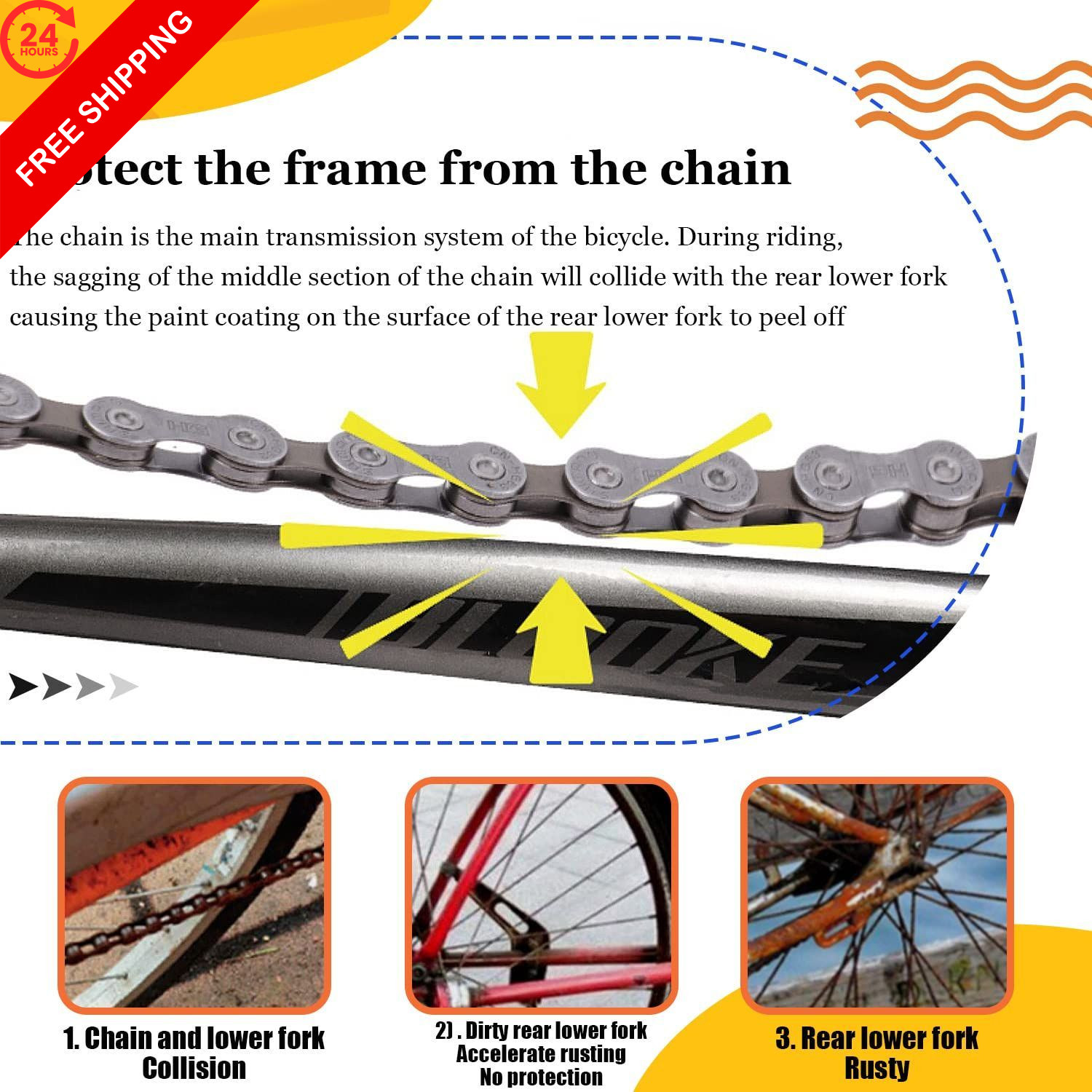 ziyue Mountain Bike Chainstay Protector, Silicone MTB Chain Guard E214