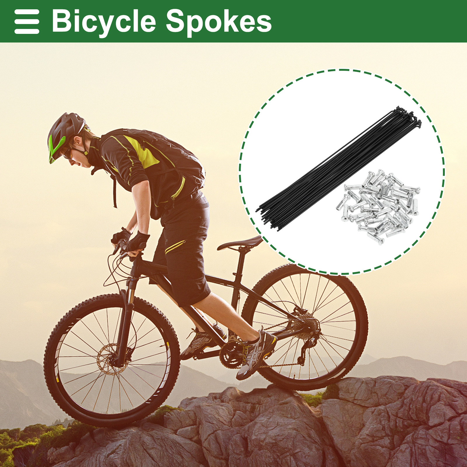 1 Set 14G 231mm Length Bicycle Spokes Nipple Carbon Steel Black Universal
