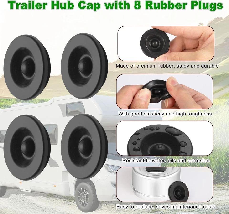4pcs 2.72″ Trailer Hub Cap, Wheel Bearing Caps for Trailers Axle Dust Cap with