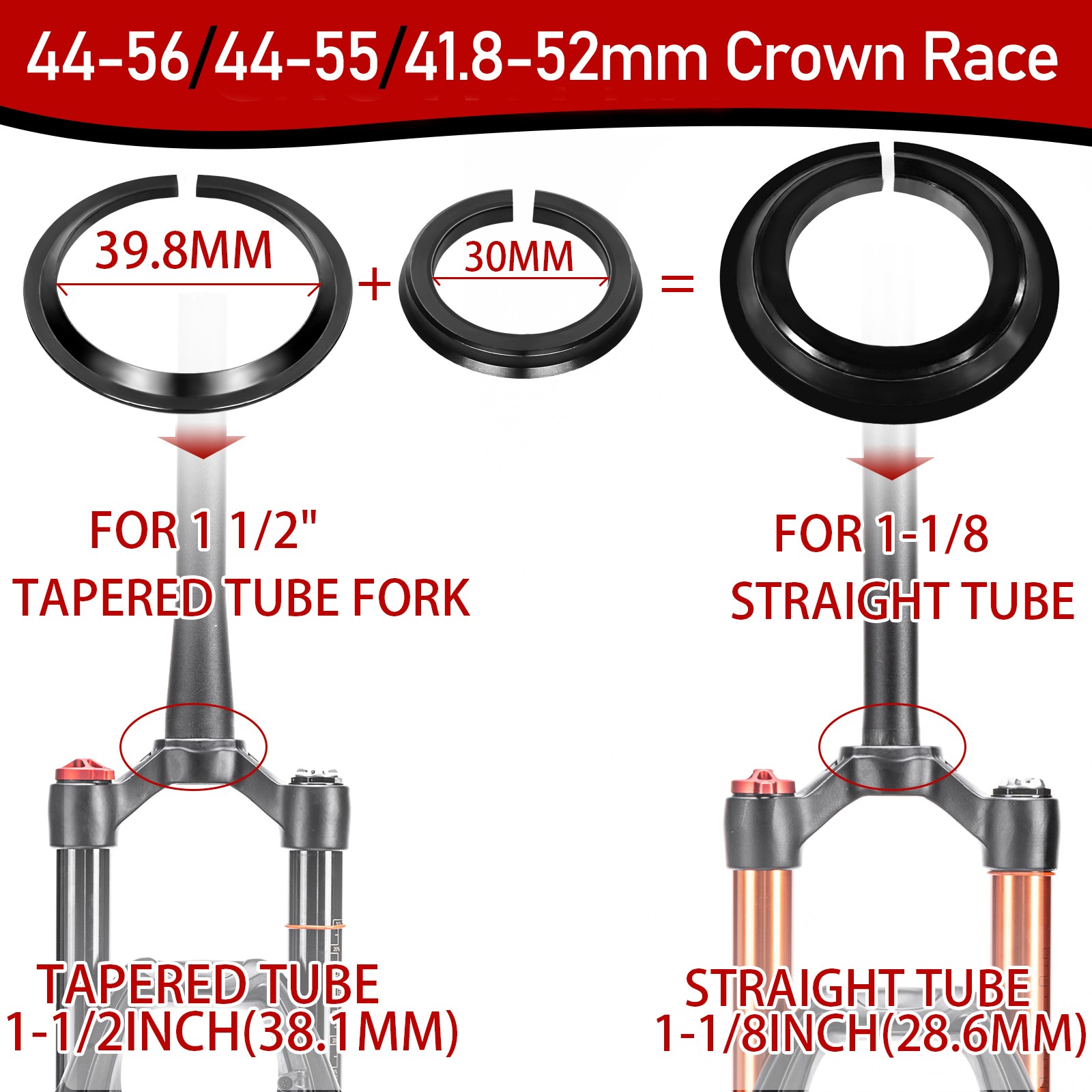 1-1/8″ Threadless Bicycle Headset 34/44/44-56mm Sealed Bearing MTB Road Fork US