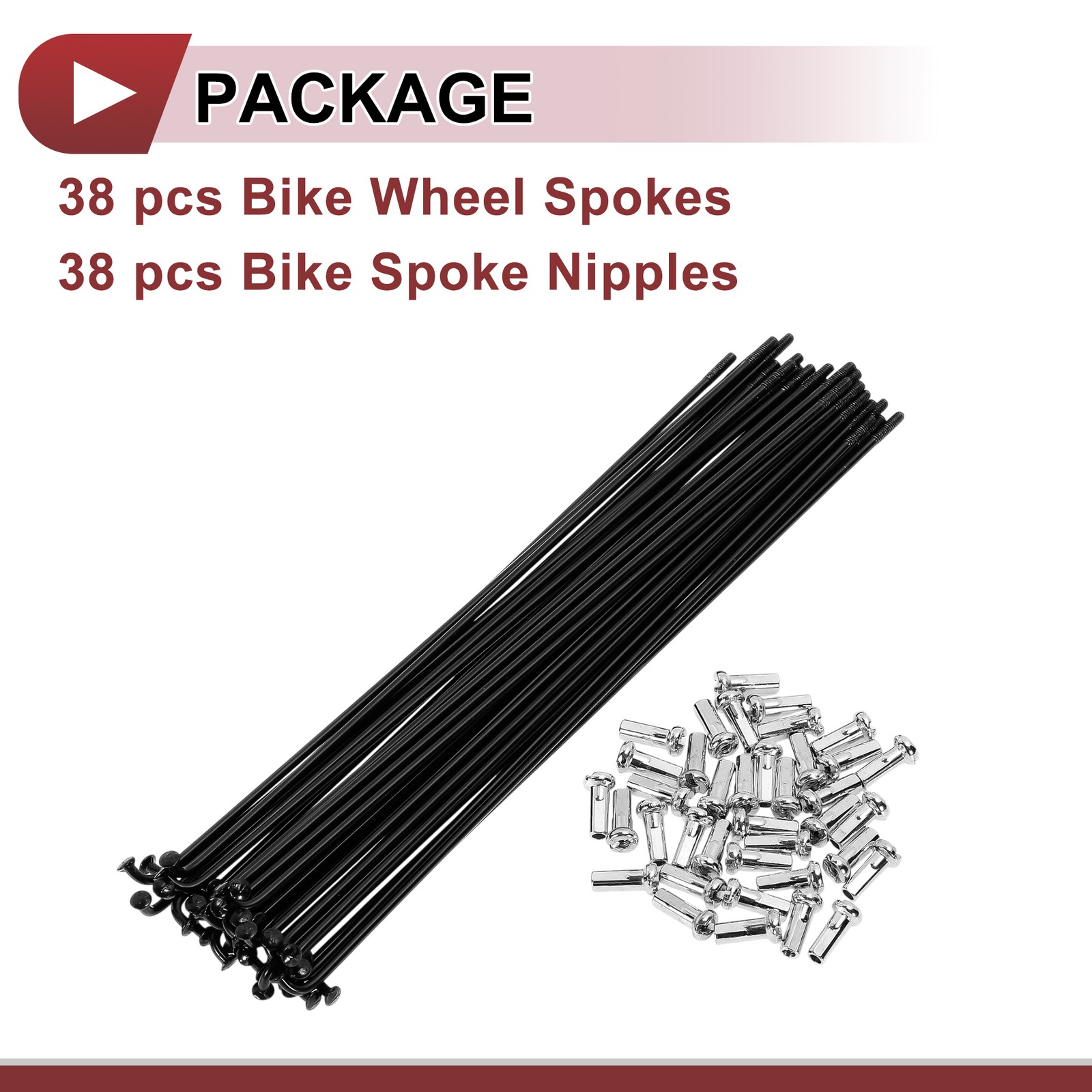 38 Set 14G Bicycle Spokes 168mm Bike Wheel Spokes Carbon Steel Black