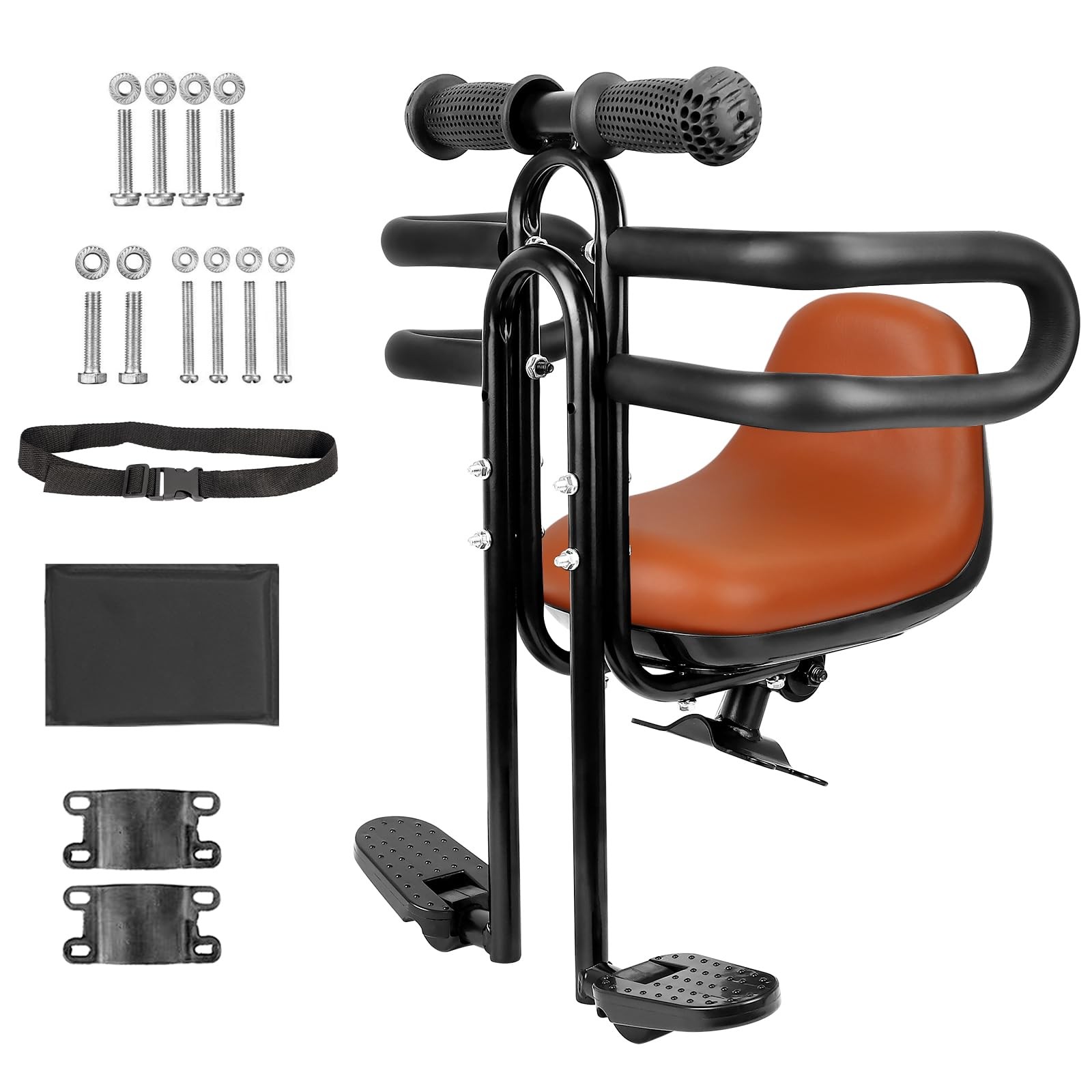 Child Bike Seat Front Mount with Guardrail Retractable Baby Bike Seat Toddler fo