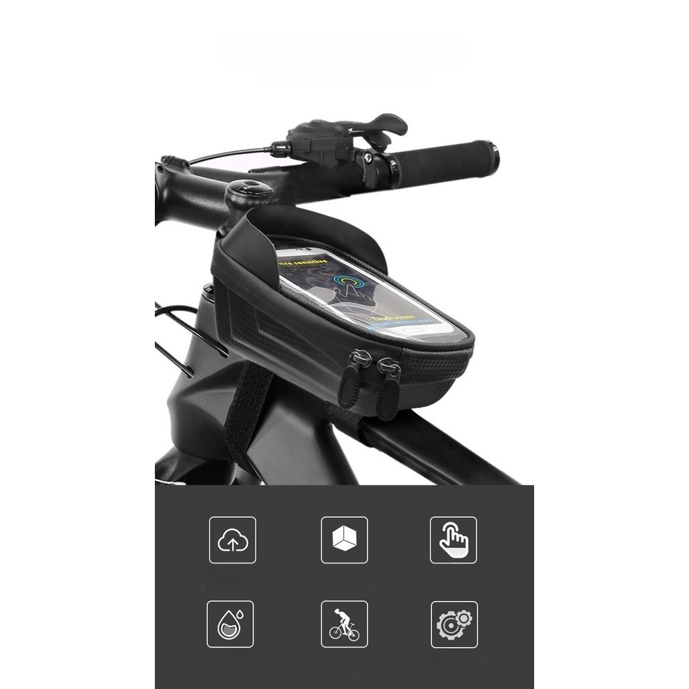 Bike Top Tube Bag 20 cm Hard Shell Waterproof Touchscreen Friendly for Riders