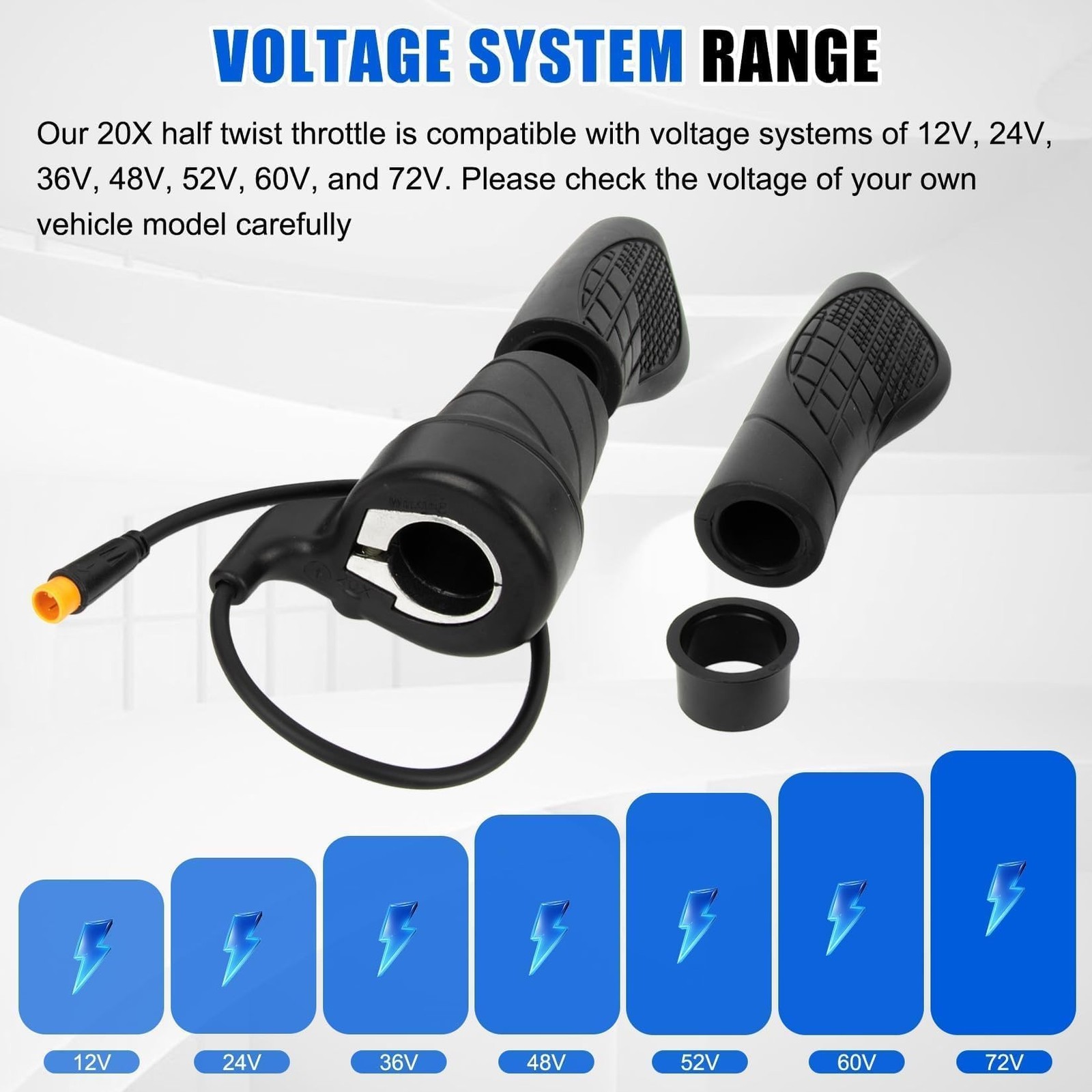 20X Ebike Half Twist Throttle 3 Pin Waterproof 12V-72V Handle Grip Control USNew