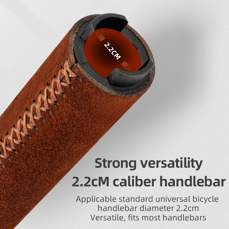 ROCKBROS Bicycle Grips Leather Handlebar Grip Shockproof Bilateral Lock Grips