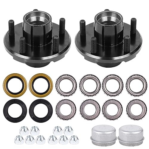 2 Sets Trailer Hub Kit, 5 on 4.5″ Bolt Pattern for 2000 lbs 5 on 4.5″ 2000 lbs