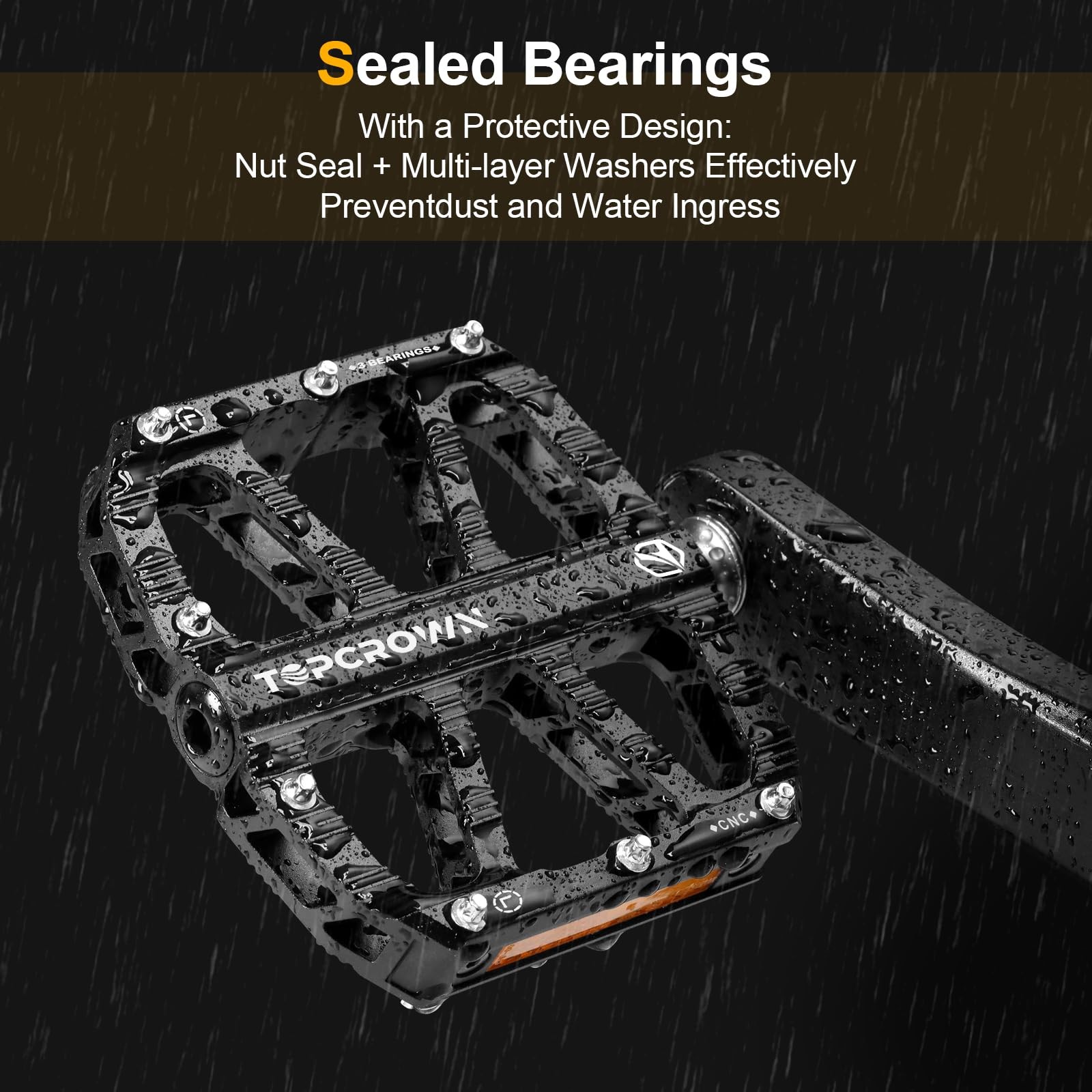 Mountain Bike Pedals with Reflectors, Aluminum Metal Bicycle Flat Pedals 9/16…
